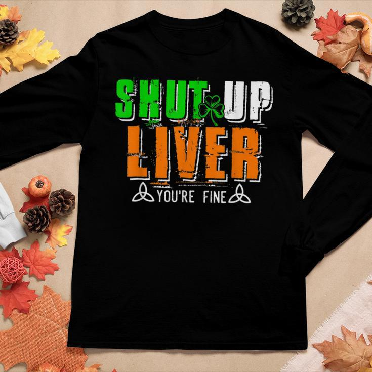 Mardi Gras Shut Up Liver Youre Fine Funny Beer Drinking Women Graphic Long Sleeve T-shirt Funny Gifts