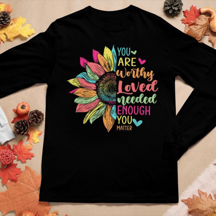 You Matter Be Kind Flower Self Care Mental Health Awareness Women Long Sleeve T-shirt Unique Gifts