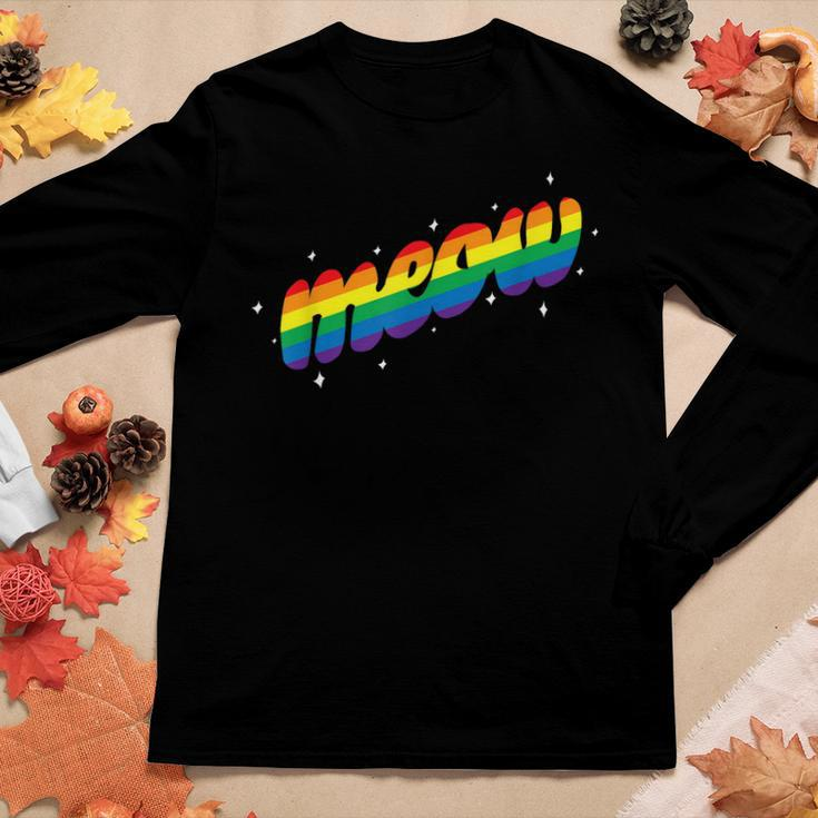 Meow Pride Lgbtq Equality Cat Daddy Cat Lover Rainbow Cats Women Graphic Long Sleeve T-shirt Personalized Gifts