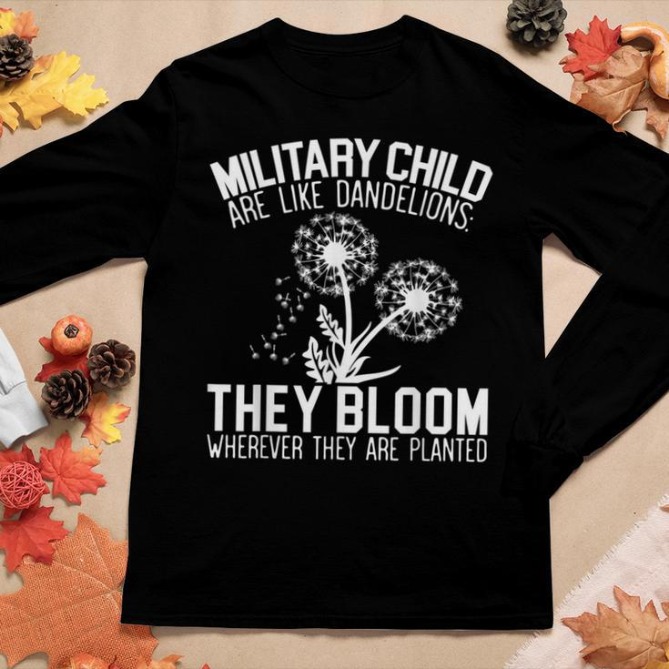 Military Child Are Like Dandelions Military Child Month Women Graphic Long Sleeve T-shirt Funny Gifts