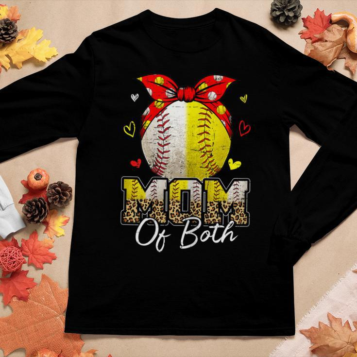 Womens Mom Of Both Baseball And Softball Mom Women Long Sleeve T-shirt Unique Gifts