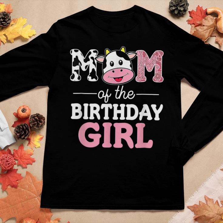 Mom Of The Birthday Girl Farm Cow Mommy Mama 1St Women Long Sleeve T-shirt Unique Gifts