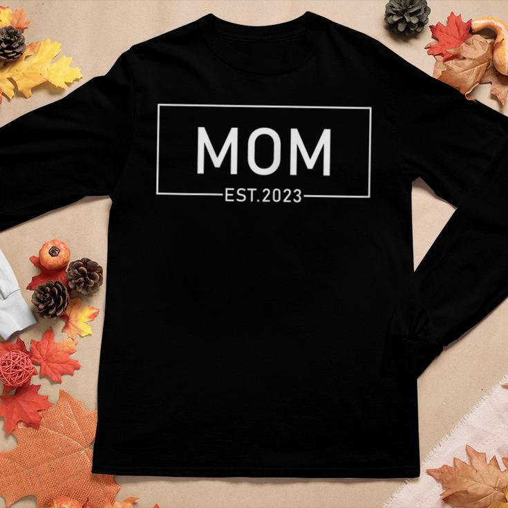 Womens Mom Est 2023 Promoted To Mother 2023 First Women Long Sleeve T-shirt Unique Gifts