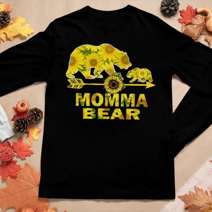 Momma Bear Sunflower Funny Mother Father Gift Women Graphic Long Sleeve T-shirt Funny Gifts