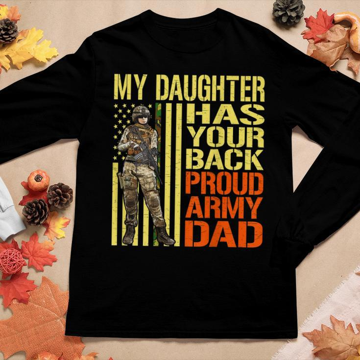 My Daughter Has Your Back Military Proud Army Dad Gift Women Graphic Long Sleeve T-shirt Funny Gifts