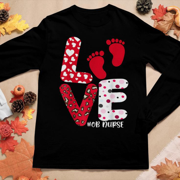 Ob Nurse Valentines Day Delivery Labor Nursing Lovers Women Graphic Long Sleeve T-shirt Funny Gifts