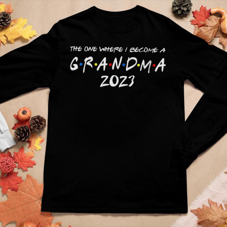 Womens The One Where I Become A Grandma 2023 Promoted To Nana 2023 Women Long Sleeve T-shirt Unique Gifts