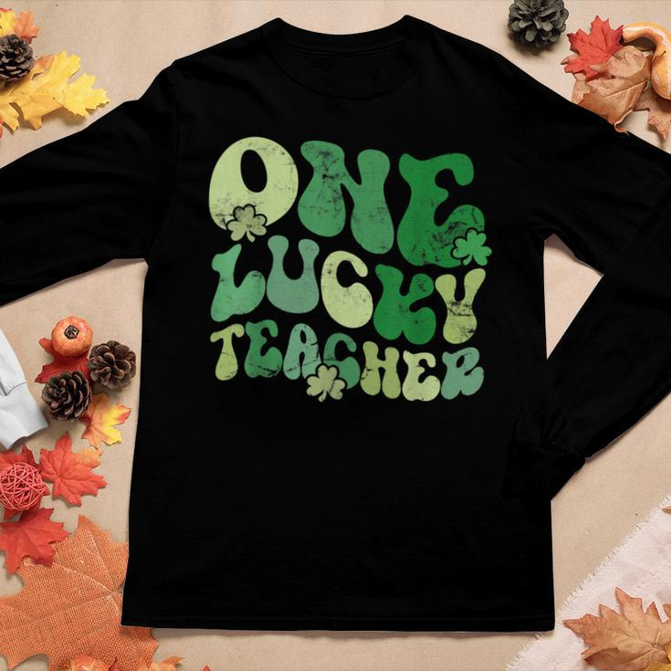 One Lucky Teacher St Patricks Day Retro Vintage Women Long Sleeve T-shirt Unique Gifts