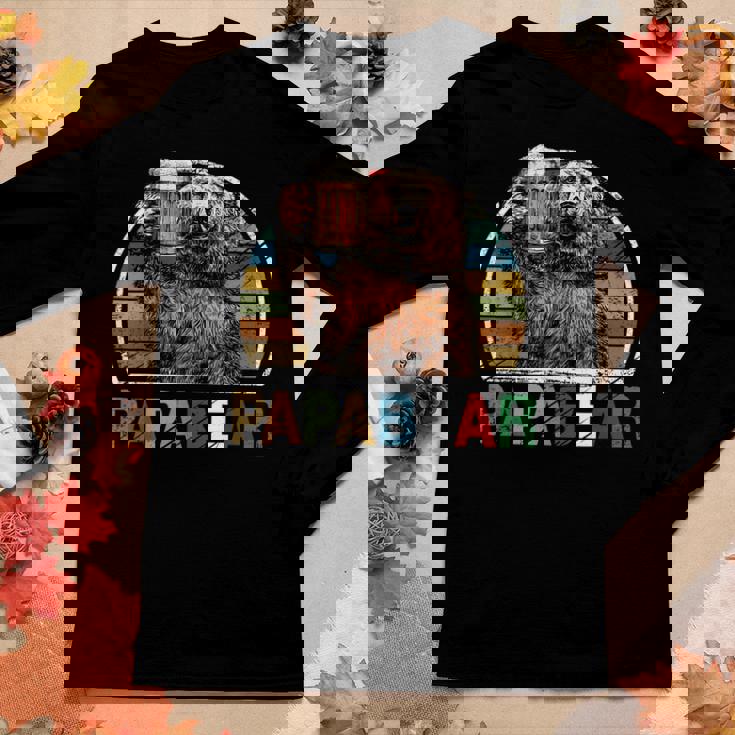 Papa Beer Beer Loving Wildlife Vintage Papa Bear Dad Women Long Sleeve T-shirt Unique Gifts