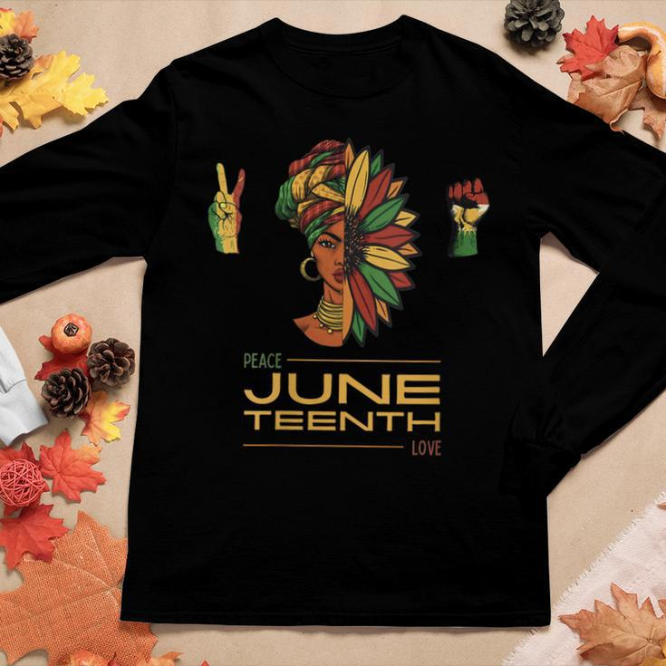 Womens Peace Love Junenth Black Pride Freedom 4Th Of July 1865 Women Long Sleeve T-shirt Unique Gifts