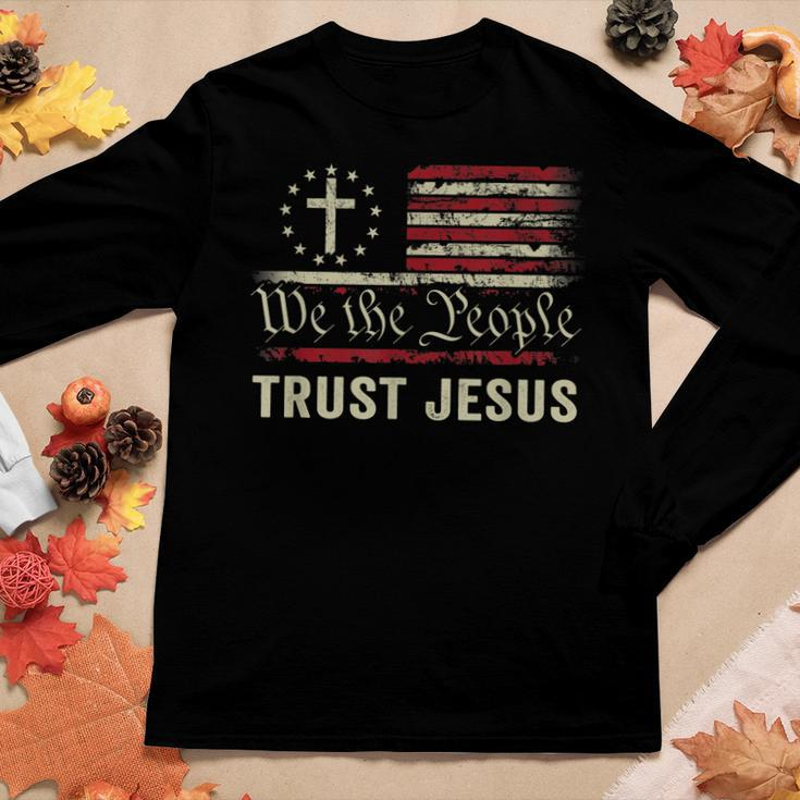 We The People Trust Jesus - Usa Flag Christian Patriotic Women Long Sleeve T-shirt Unique Gifts