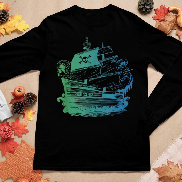 Pirate Ship Men Women Kids Nautical Boat Women Graphic Long Sleeve T-shirt Funny Gifts