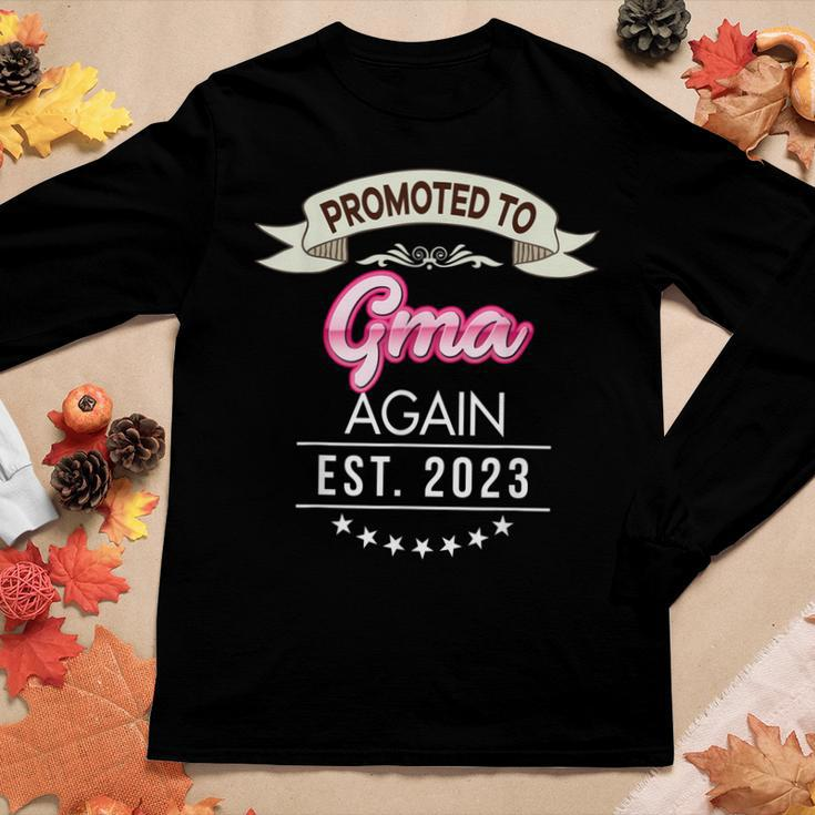 Promoted To Gma Again Est 2023 New Mom Dad Mother Father Women Long Sleeve T-shirt Unique Gifts