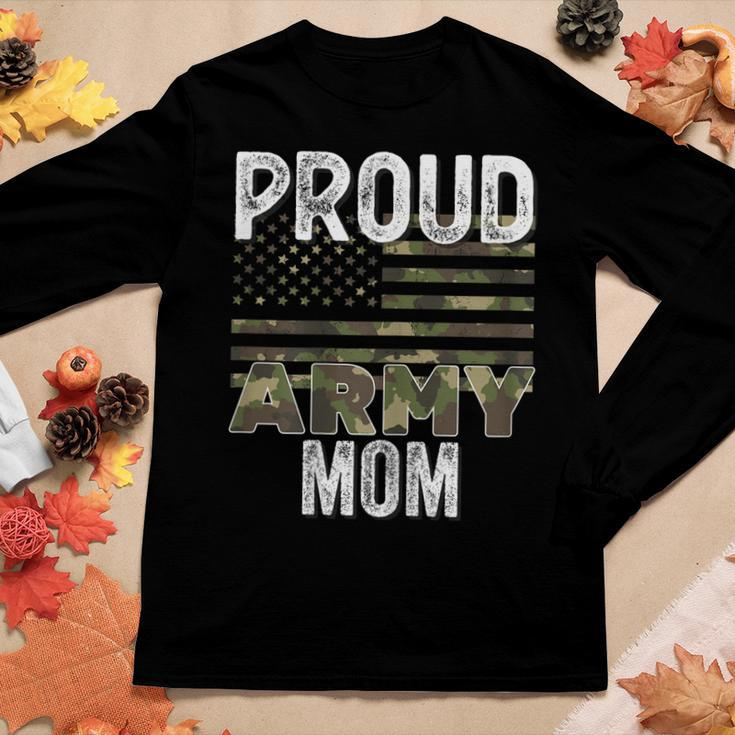 Proud Army Mom Military Soldier Camo Us Flag Camouflage Mom Women Long Sleeve T-shirt Unique Gifts