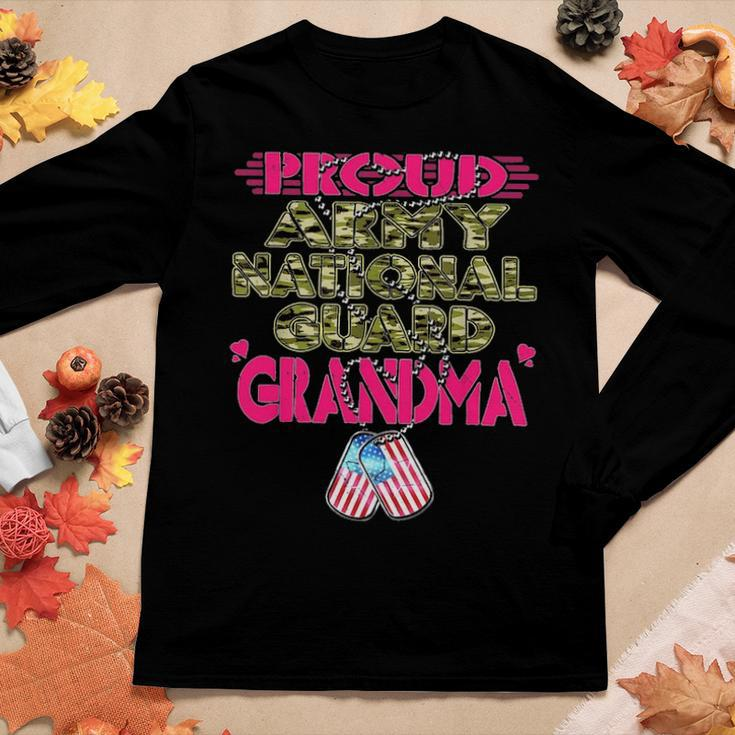 Proud Army National Guard Grandma Dog Tags - Military Family Women Graphic Long Sleeve T-shirt Funny Gifts