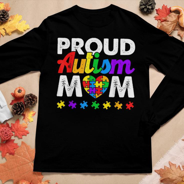 Proud Autism Mom Autism Awareness Acceptance Colorful Puzzle Women Long Sleeve T-shirt Unique Gifts