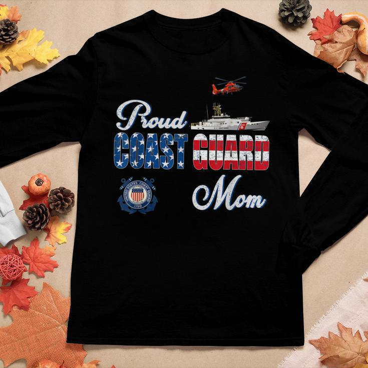 Proud Coast Guard Mom US Coast Guard Veteran Military Women Graphic Long Sleeve T-shirt Funny Gifts