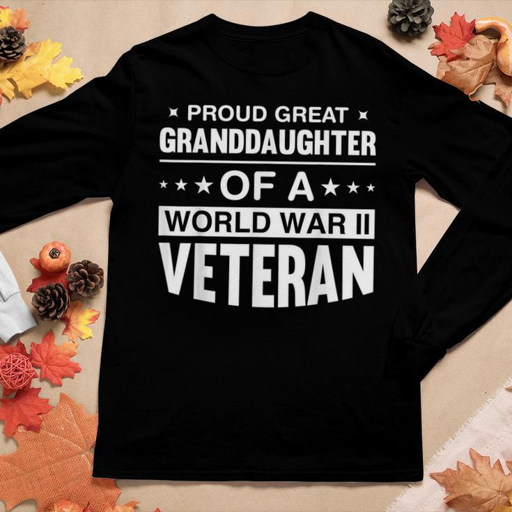 Proud Great Granddaughter Of A World War Ii Veterans Women Graphic Long Sleeve T-shirt Funny Gifts