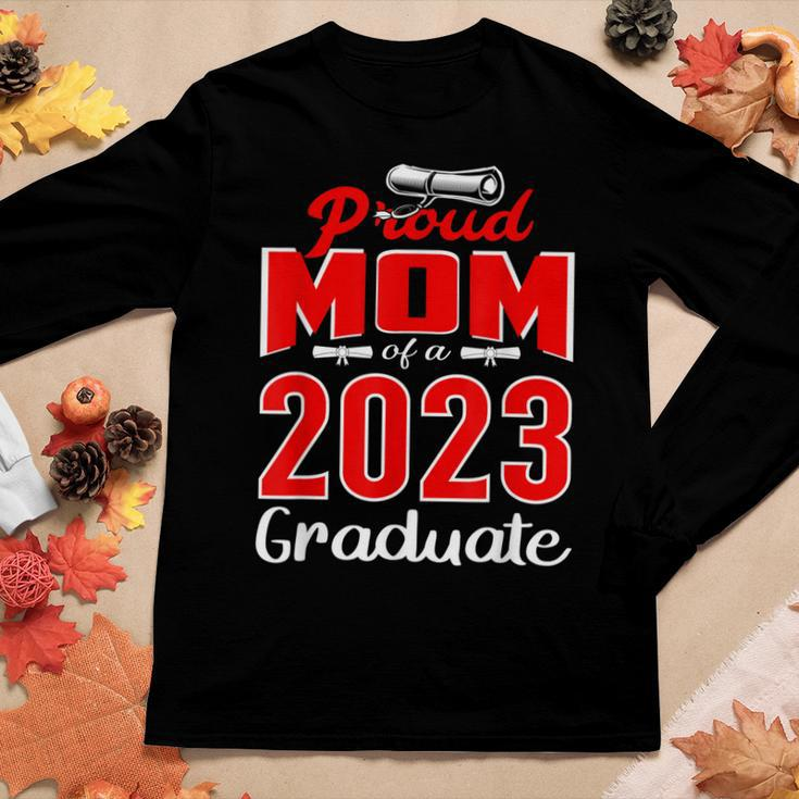 Proud Mom Of A Class Of 2023 Graduate Senior Mother 23 Women Long Sleeve T-shirt Unique Gifts