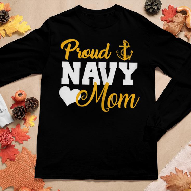 Proud Navy Mom Navy Military Parents Family Navy MomWomen Long Sleeve T-shirt Unique Gifts
