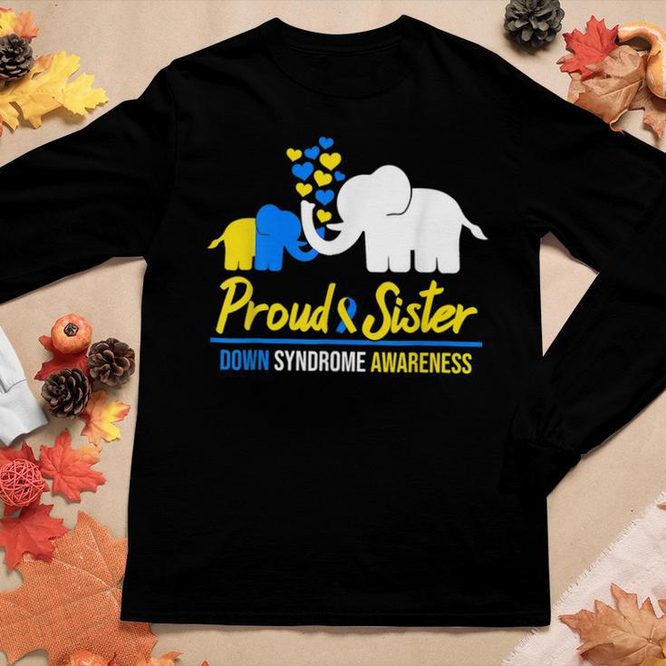 Proud Sister World Down Syndrome Awareness Day Elephant T21 Women Long Sleeve T-shirt Unique Gifts