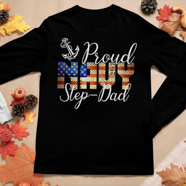 Proud Step-Dad For Men Or Women Army Veterans Day Women Graphic Long Sleeve T-shirt Funny Gifts