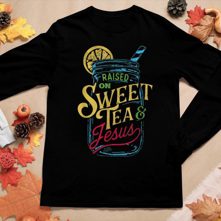Raised On Sweet Tea & Jesus - Southern Pride Iced Tea Women Long Sleeve T-shirt Unique Gifts