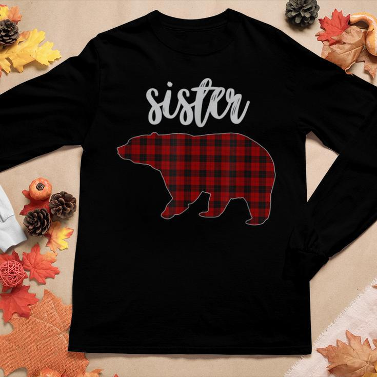 Red Plaid Sister Bear Matching Family Pajama Women Long Sleeve T-shirt Unique Gifts