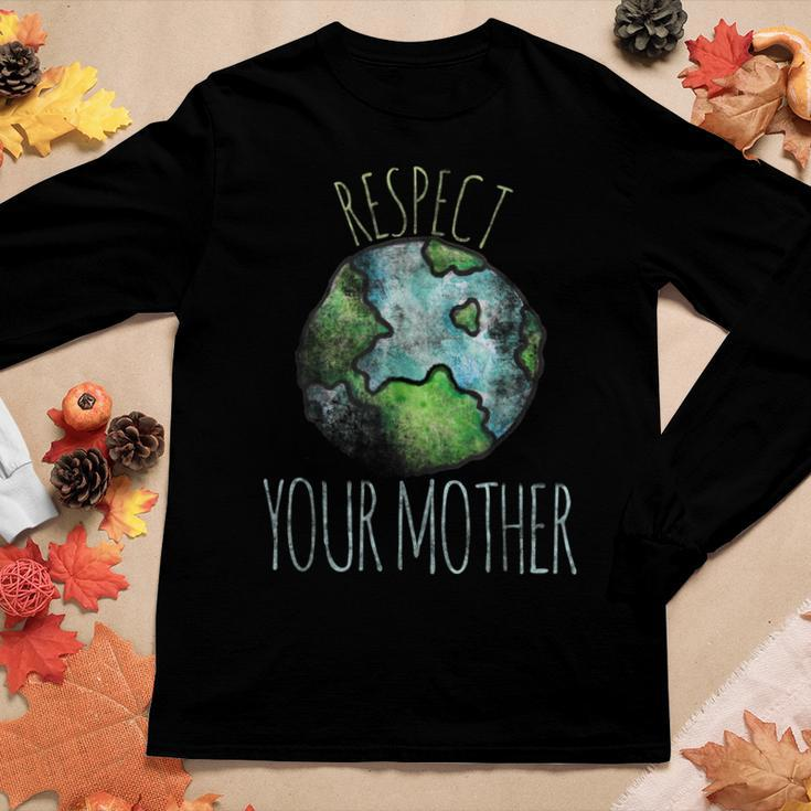 Respect Your Mother Shirt Earth Day Vintage Tees Women Long Sleeve T-shirt Unique Gifts