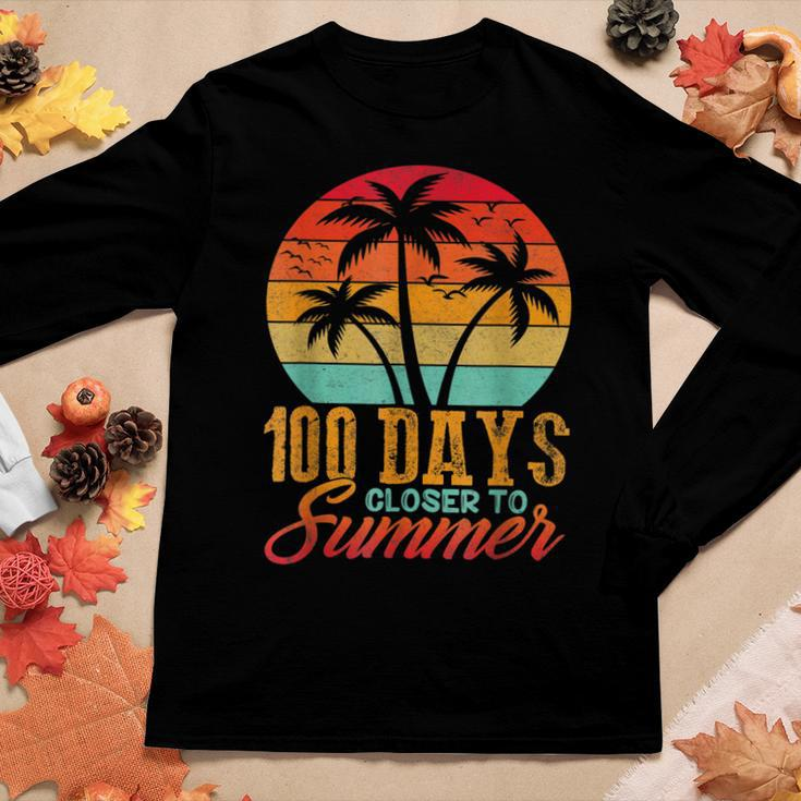 Retro 100 Days Closer To Summer 100 Days Smarter Teachers Women Graphic Long Sleeve T-shirt Funny Gifts