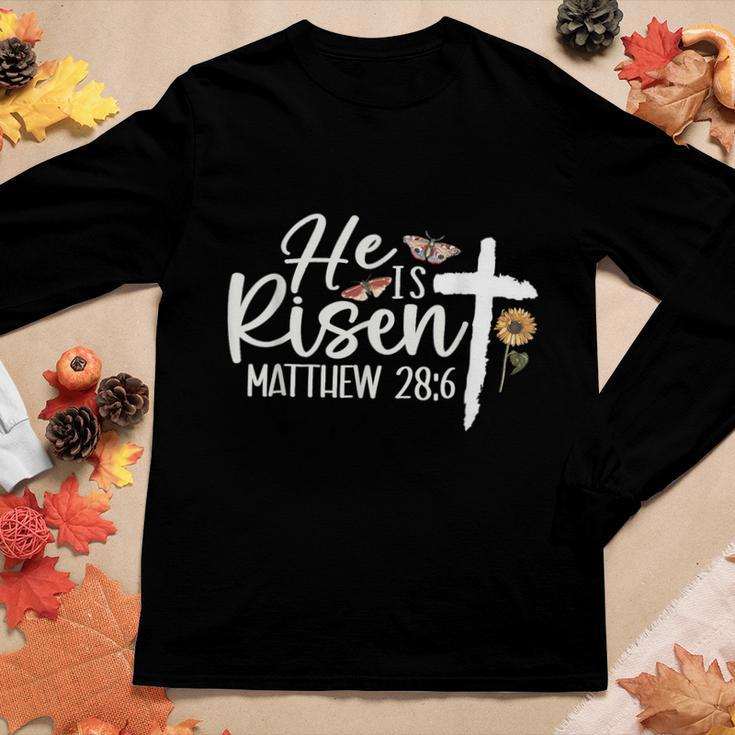 He Is Risen Christians Cross Jesus Religious Easter Day Women Long Sleeve T-shirt Unique Gifts