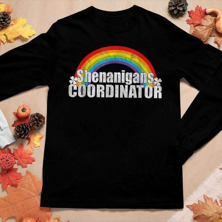 Shenanigans Coordinator Rainbow St Patricks Day Teacher V8 Women Graphic Long Sleeve T-shirt Funny Gifts