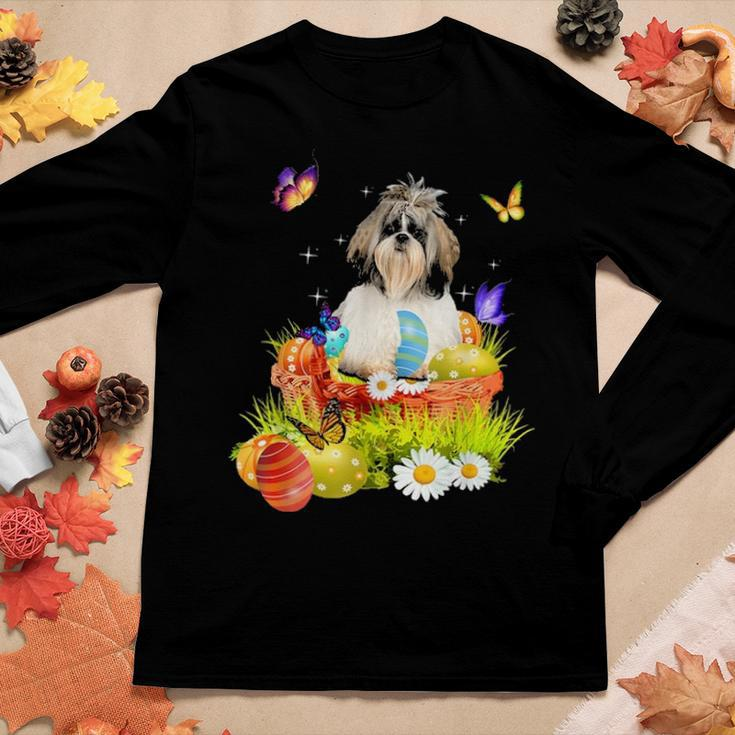 Shih Tzu Easter Day Love Rabbit Eggs Cute Gift Men Women Women Graphic Long Sleeve T-shirt Funny Gifts