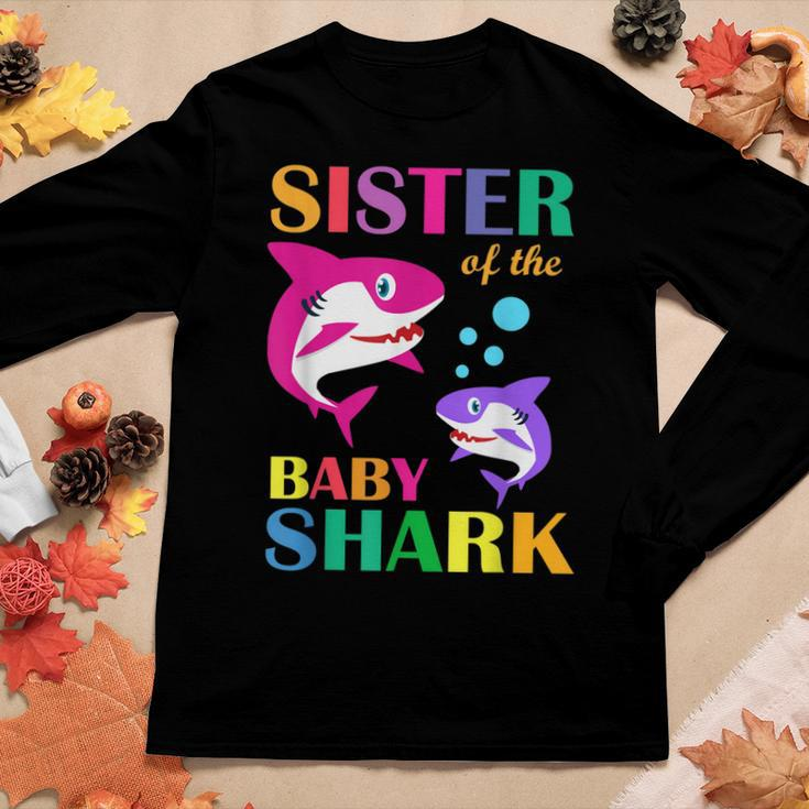 Sister Of The Baby Birthday Shark Sister Shark Women Long Sleeve T-shirt Unique Gifts