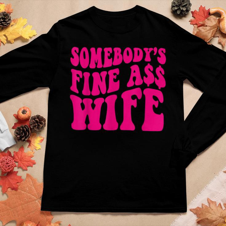 Somebodys Fine As Wife Funny Mama Mom Saying Cute Retro Women Graphic Long Sleeve T-shirt Funny Gifts