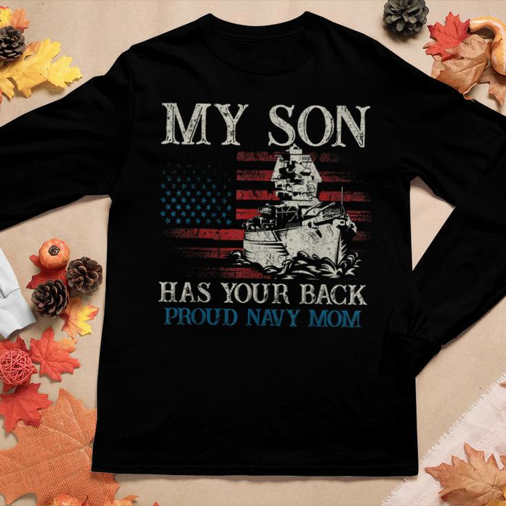 My Son Has Your Back Proud Navy For Mom Women Long Sleeve T-shirt Unique Gifts