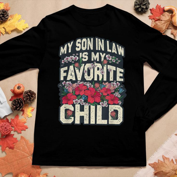 My Son-In-Law Is My Favorite Child Butterfly Mom Flowers Women Long Sleeve T-shirt Unique Gifts