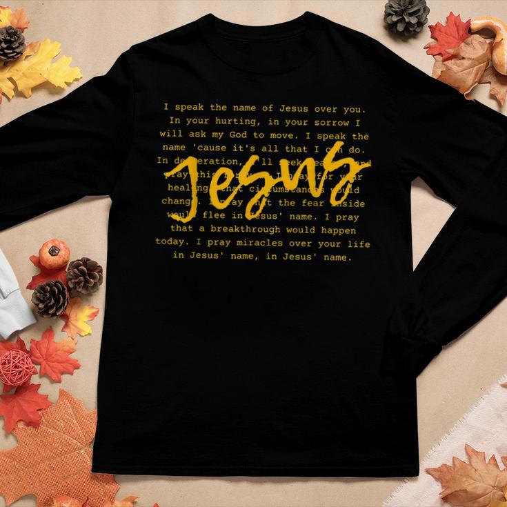 I Speak Name Of Jesus Christian Prayer To The Church Women Long Sleeve T-shirt Unique Gifts