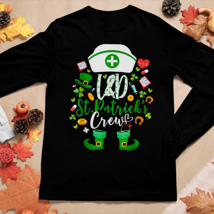 St Patricks Nurse Crew St Patrick Day Labor And Delivery Women Graphic Long Sleeve T-shirt Personalized Gifts
