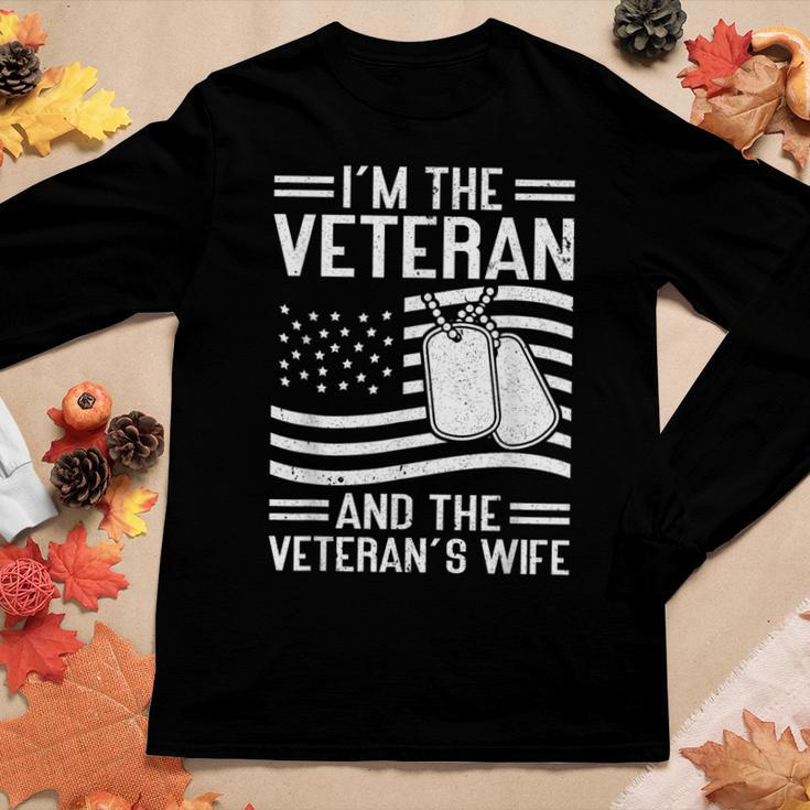 The Veteran & The Veterans Wife Proud American Veteran Wife Women Graphic Long Sleeve T-shirt Funny Gifts