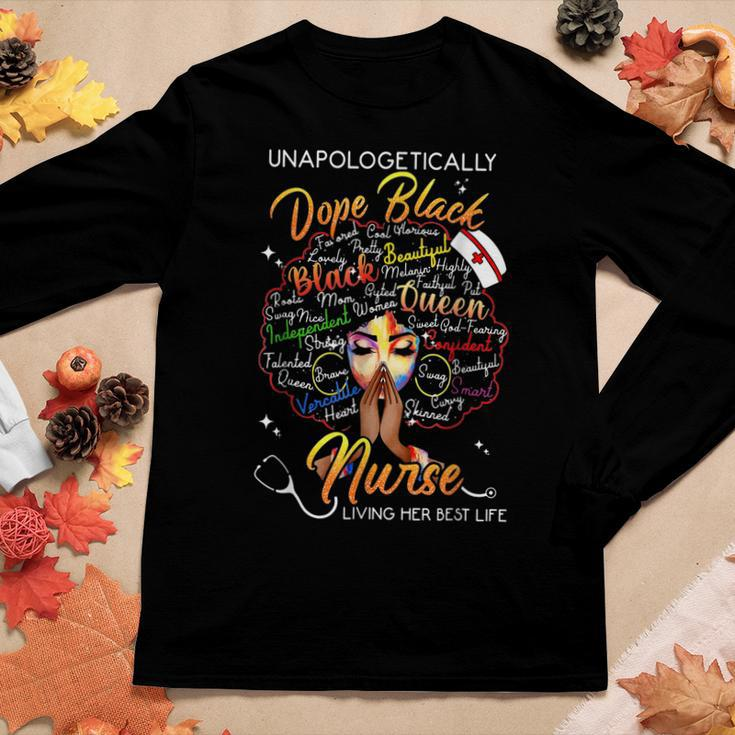 Unapologetically Dope Black Nurse Practitioner Rn Women Graphic Long Sleeve T-shirt Funny Gifts