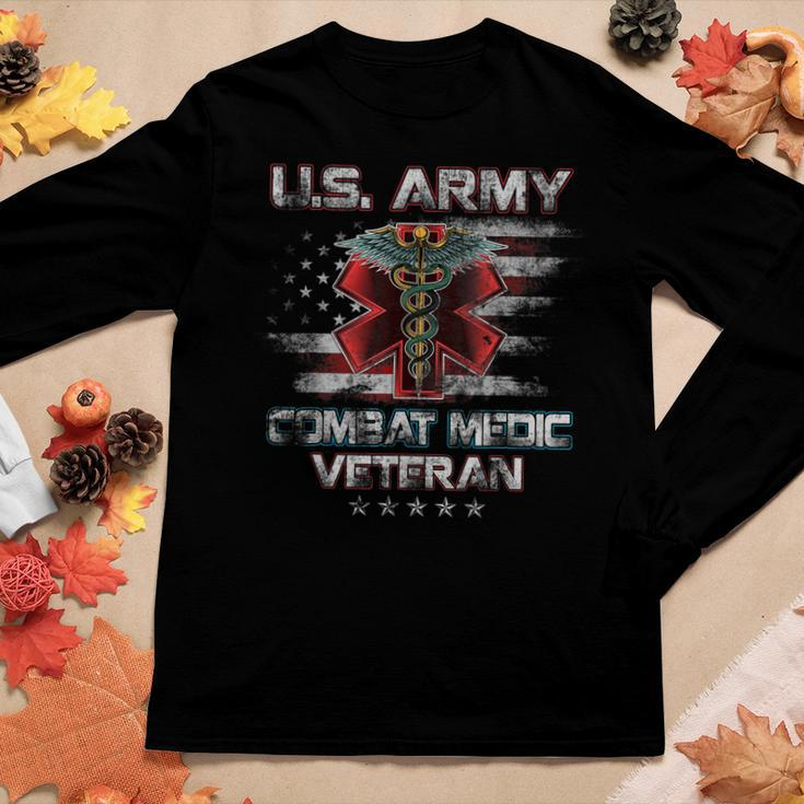 US Army Combat Medic Proud Veteran Medical Military Retired Women Graphic Long Sleeve T-shirt Funny Gifts