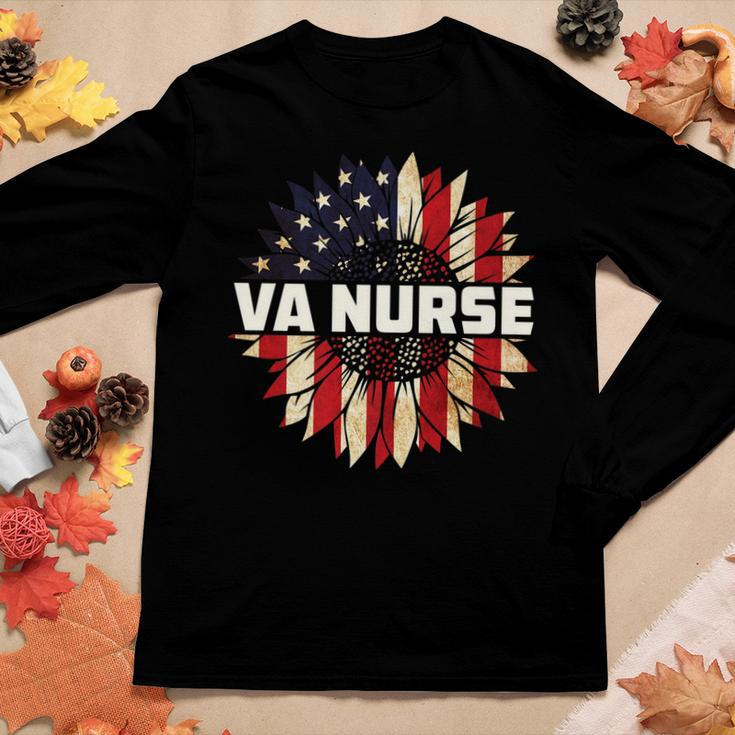 Va Nurse Real American Hero 4Th Of July Us Patriotic Vintage Women Graphic Long Sleeve T-shirt Funny Gifts
