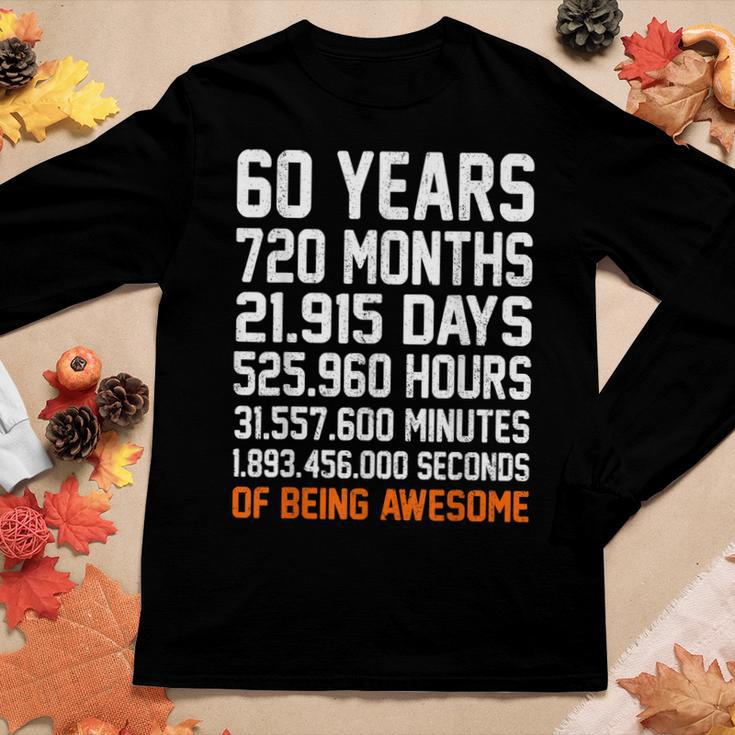Vintage 60Th Birthday Gifts 60 Years Old Anniversary Awesome Women Graphic Long Sleeve T-shirt Funny Gifts