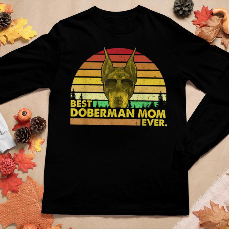 Vintage Best Doberman Mom Ever Dog Mommy Mother Women Long Sleeve T-shirt Unique Gifts