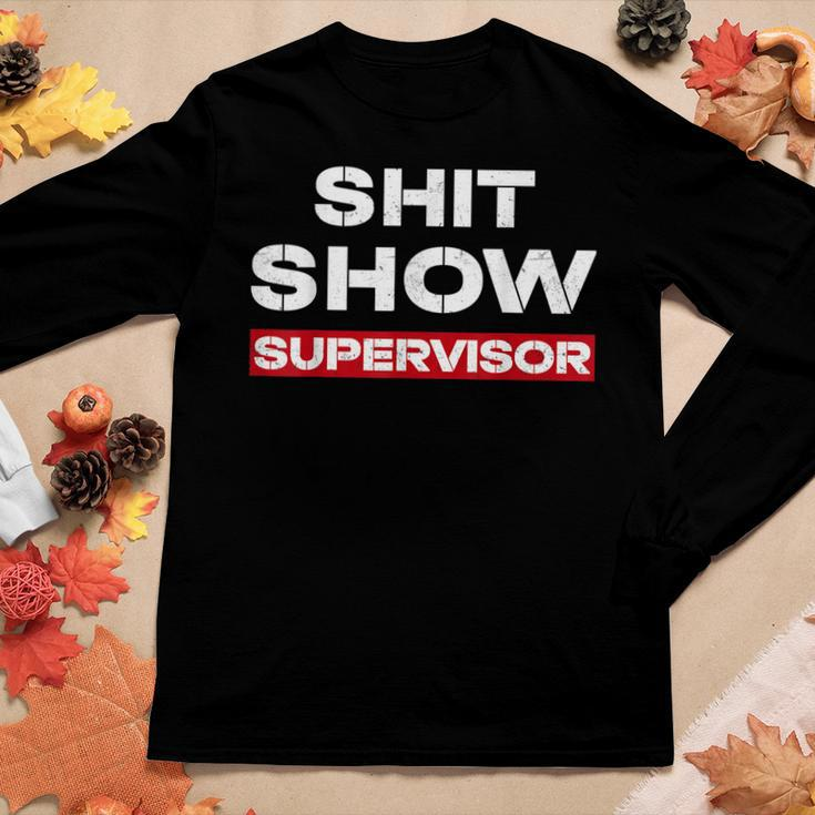 Vintage Shit Show Supervisor Mom Boss Manager Teacher Women Long Sleeve T-shirt Unique Gifts