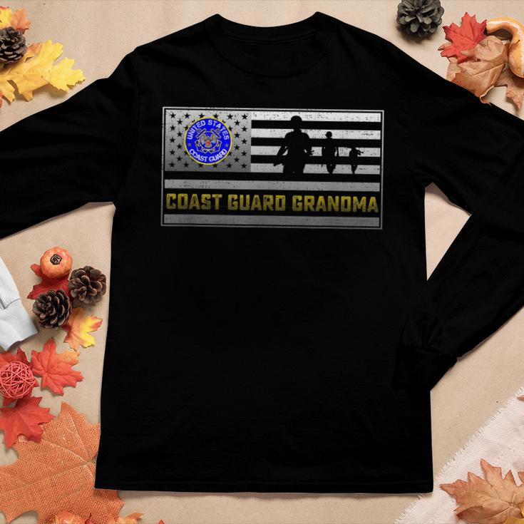 Vintage Usa Flag Proud Us Coast Guard Veteran Grandma Women Graphic Long Sleeve T-shirt Funny Gifts