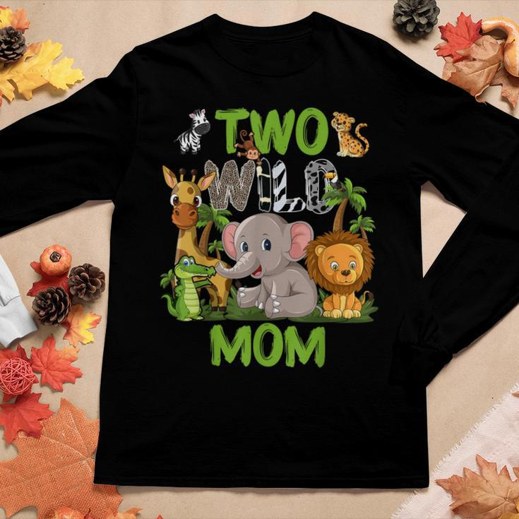 Wild Two Mom Zoo Birthday Safari Jungle Animals Women Long Sleeve T-shirt Unique Gifts