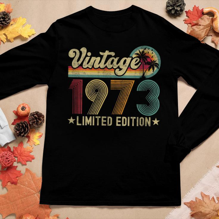 Womens 50 Year Old Vintage 1973 50Th Birthday Gifts For Women Men Women Graphic Long Sleeve T-shirt Funny Gifts
