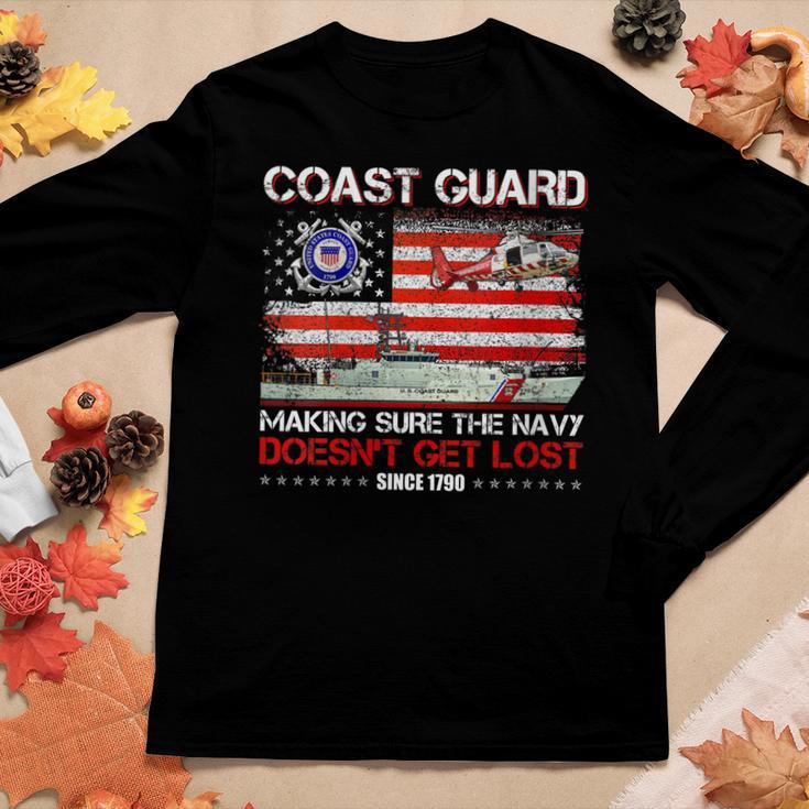 Womens Coast Guard Veteran Uscg American Flag Veterans Day Women Graphic Long Sleeve T-shirt Funny Gifts